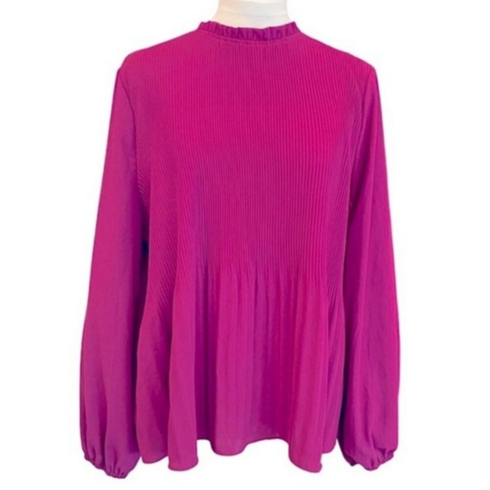 Adrianna Papell lightweight flowy ruffled neck long sleeve top. Women's size L